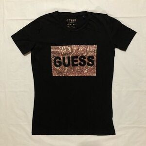 Guess Women’s Short Sleeve 100% Cotton Python-Effect Logo Black Graphic Tee S